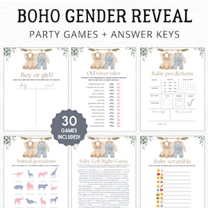 Boho Gender Reveal Games | Boho Gender Reveal | Gender Reveal Games | Bohemian Gender Reveal | Wildflower Gender Reveal | Printable Reveal