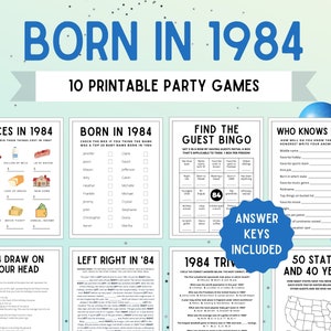 40th Birthday Party Games | Born in 1984 | 40th Birthday Games | 1984 Games | 1984 Birthday Game | 1984 Trivia | 40th Games | Printable