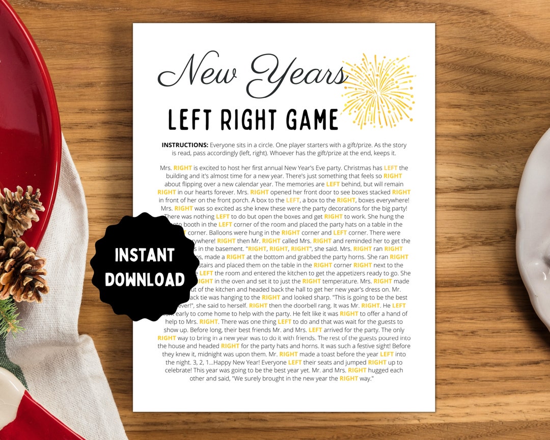 Left Right New Years | New Years Right Left Game | New Years Eve Game ...