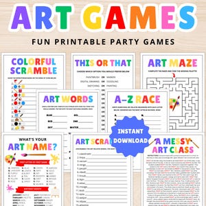 Kunstspiele | Druckbare Kunst Spiele | Kunst Gesellschaft Spiele | Kunst-Themenparty | Künstlerische Aktivitäten für Kinder | Spiele für Kunstunterricht | Kunst für Kinder