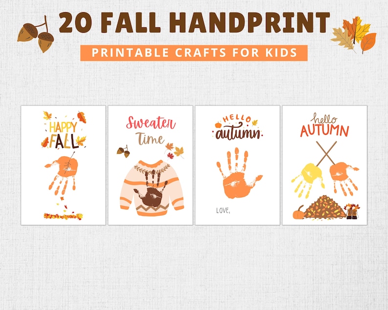 Fall Handprint Art Bundle | Kids Crafts (Digital Download) image 2