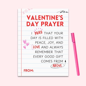 Valentinstag Gebet | Druckbare christliche Valentinstage | Bibel-Valentinstagskarten | Valentinstag Gebetsgedicht | Kirche Valentine | Gebetsanhänger