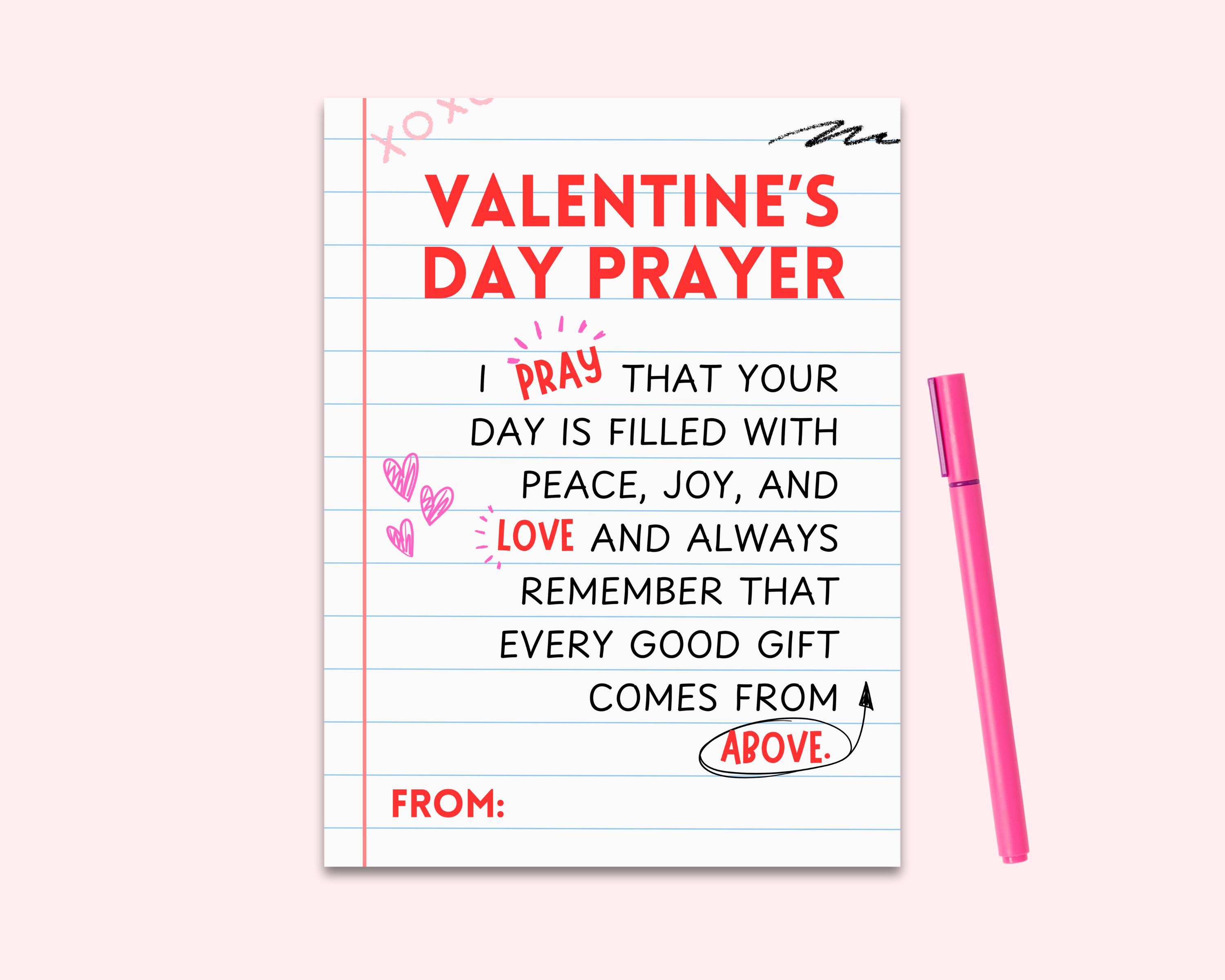 Valentine's Day Prayer | Printable Christian Valentines | Bible Valentine Cards | Valentines Prayer Poem | Church Valentine | Prayer Tags