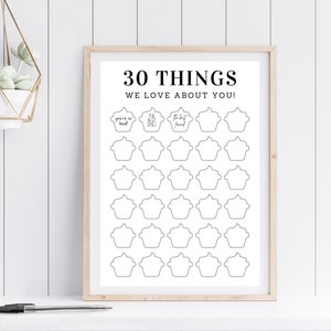 30 Things We Love About You | 30 Reasons We Love You | Thirty Things We Love About You | 30th Birthday Guestbook | 30th Anniversary Decor