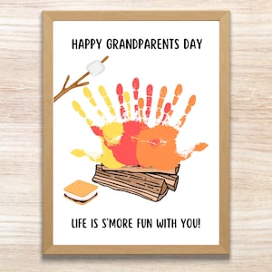 Artesanía con huellas de manos del Día de los Abuelos / Artesanía del Día de los Abuelos / Arte con huellas de manos del Día de los Abuelos / Recuerdo de los abuelos / Regalo para la abuela abuelo