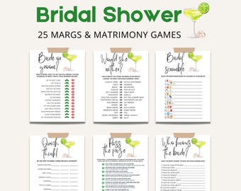 Margs and Matrimony Bridal Shower Games: 25 Printable Games (Digital Download)