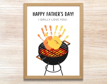 Father's Day Grilling Handprint Art | Keepsake Gift (Digital Download)