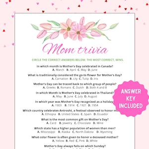 Mother&#39;s Day Trivia | Mothers Day Games | Games for Mom | Mothers Day Party Game | Mothers Day Ideas | Fun Mothers Day Game | Printable Game