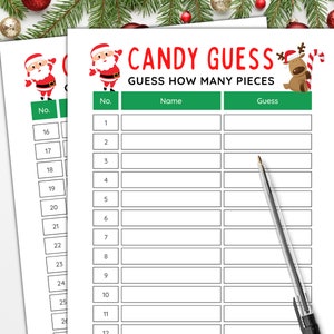 Guess How Many Candies | Guess How Many Christmas | Christmas Candy Game | Guess How Many Game | Candy in Jar Game | Christmas Printable