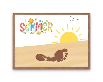 Summer Footprint Keepsake Art | Beach Craft for Kids (Printable)
