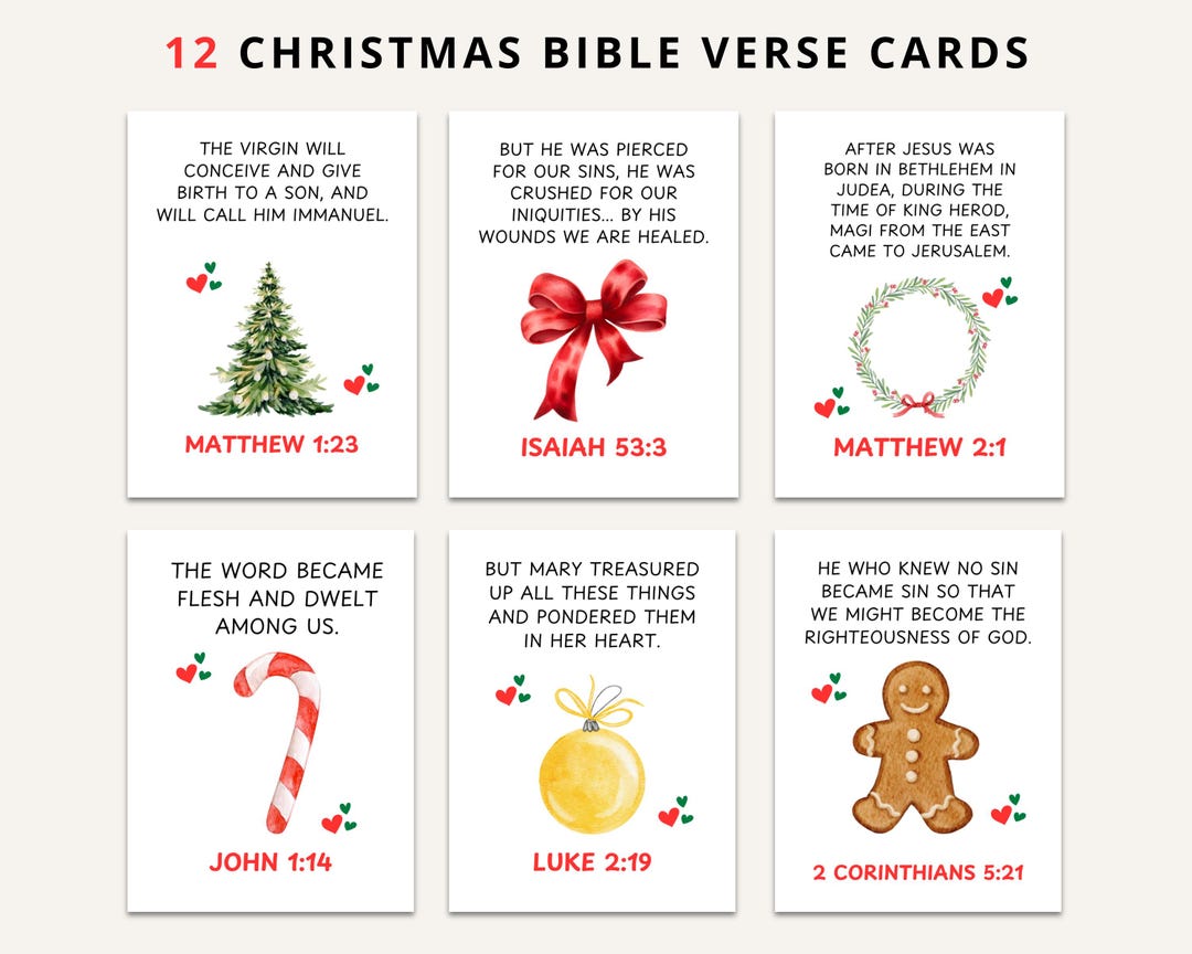 christmas bible verse cards: christian nativity scripture tracts
