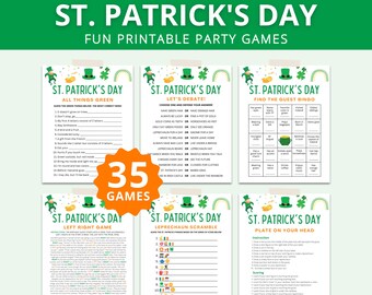 35 juegos para el Día de San Patricio / Paquete imprimible para fiestas (niños, adolescentes y adultos)