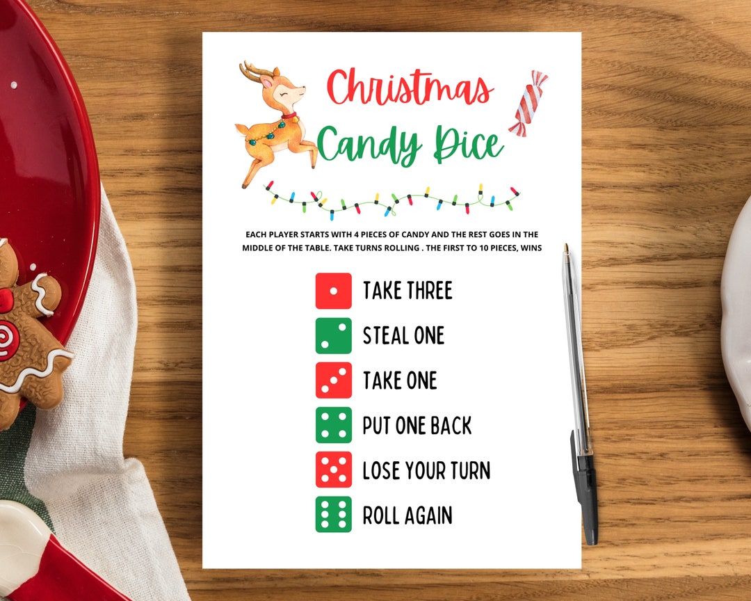 Christmas Candy Dice Game | Family Holiday Fun (printable) - Etsy
