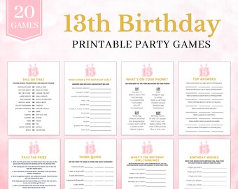 13th Birthday Games | 13th Birthday Party Games | 13th Birthday Girl Party | 13th Birthday | Teen Birthday Games | 13th Games Printable