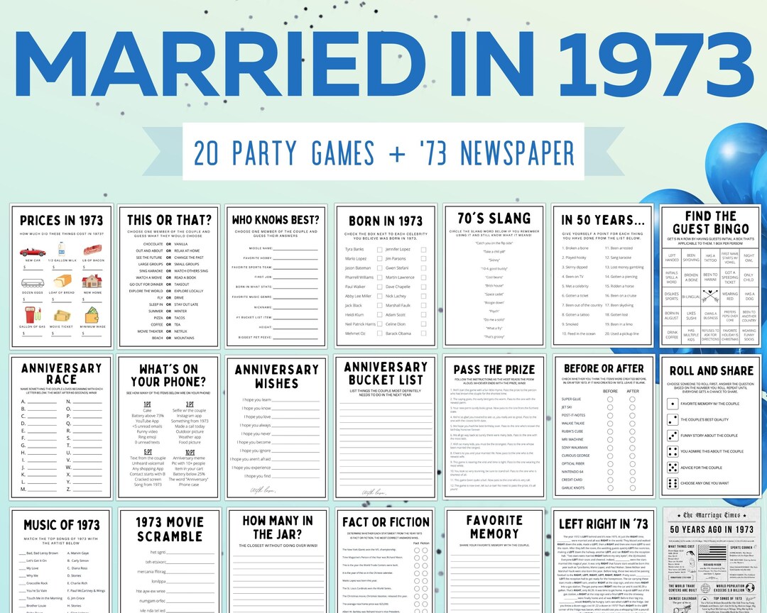 50th Anniversary Games Married in 1973 Games Anniversary - Etsy