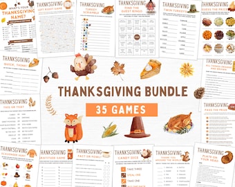 Erntedank-Spiele | Erntedank Party Spiele | Thanksgiving-Spiele für Erwachsene Kinder | Erntedank Spiel Bundle | Erntedank-Spiele Printable