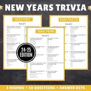 New Years Trivia Night | New Years Trivia | New Years Party Games | New Years Eve Games | NYE Games | New Years Games Adults Kids Printable