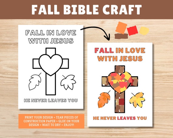 Fall in Love with Jesus Craft: Autumn Bible Paper Activity (Digital Download)