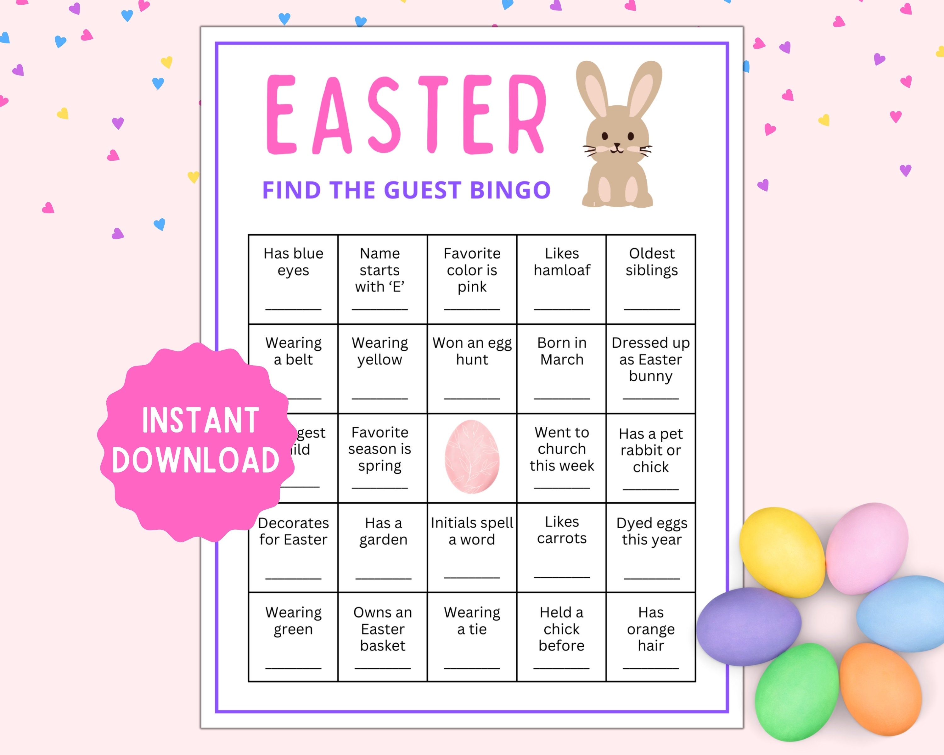 Easter Find The Guest | Easter Games | Easter Bingo | Easter Game Kids Adults School Work | Easter Party Games | Fun Easter Games Printable - UK