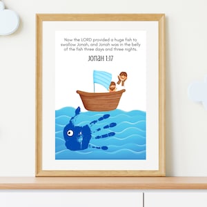 Jonah and the Whale Craft | Bible Handprint Craft | Bible Craft for Kids | Bible Art for Kids | Christian Craft for Kids | Printable