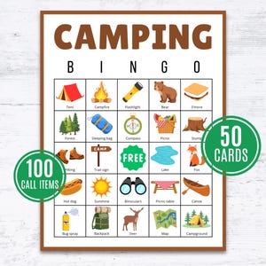 Camping Bingo | Camping Bingo para Imprimir | Camping Games | Camping Bingo | Camping Party Games | Camping Activities | Camping Printables