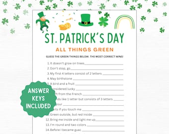 St. Patrick's Day Game | All Things Green Printable (Digital Download)