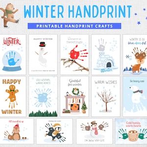 Winter Handprint Craft Bundle | Winter Preschool Craft | Winter Craft for Kids | Winter Craft Toddlers | Winter Handprint Craft | Printable
