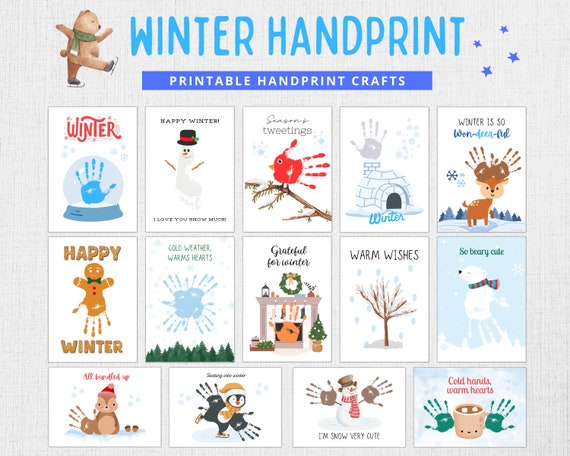 Winter Handprint Craft Bundle Winter Preschool Craft Winter Craft