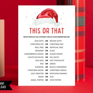 This or That Christmas | Christmas Game Printable | Games for Christmas | Fun Christmas Game | Christmas Games Idea | Christmas Games Family