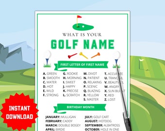 Whats Your Golf Name? | Golf Games | Golf Games Kids Adults | Golf Party Games | Golf Themed Party | Golf Party Printable | Golf Party Ideas