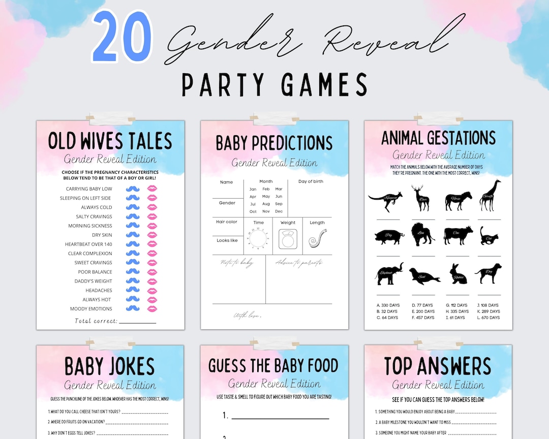 Gender Reveal Games Bundle  Gender Reveal Games  Gender