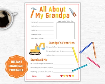 All About My Grandpa Printable | Grandparents Day Gift Activity (A4)