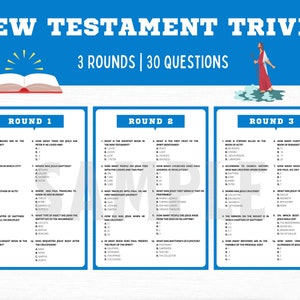 New Testament Trivia | Bible Trivia | Bible Trivia Game | Bible Games | Christian Games | Bible Games Adults Kids | Church Games | Printable