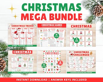 Christmas Mega Game Bundle: Trivia, Bingo, Scavenger Hunt (Printable)