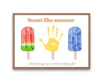 Sommer Handabdruck Kunst Handwerk | Kids Day Age Kids Aktivitäten (Printable)