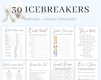 Icebreaker Games | Ice Breaker Games | Ice Breaker Questions | Icebreaker Bingo | Office Party Games | Happy Hour Games | Printable Games