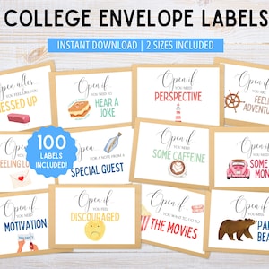 College Open Envelopes | College Letters | College Care Packages | College Open Labels | Going Away College Gifts | Gift for College Student