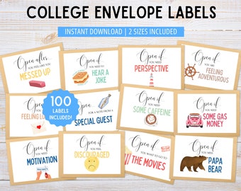 College Open Envelopes | College Letters | College Care Packages | College Open Labels | Going Away College Gifts | Gift for College Student