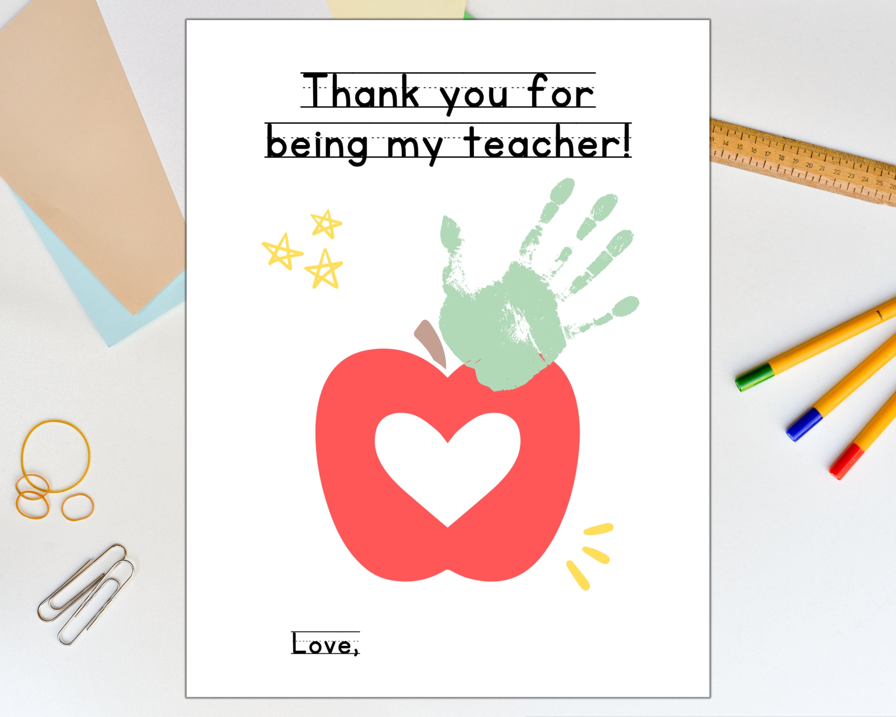 Handprint Teacher Appreciation Gift | Printable Art Craft (digital ...