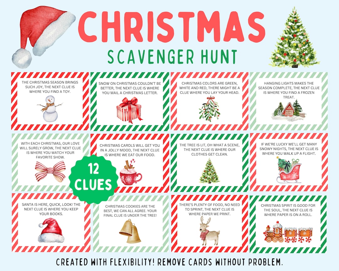 Christmas Scavenger Hunt Christmas Games for Families Christmas Clue ...