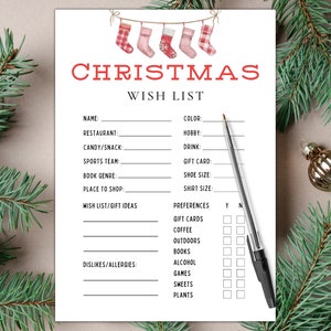 Weihnachts-Liste | Weihnachtswunschliste | Weihnachtsliste ausdrucken | Geschenkbörse-Ideen | Geschenk Umtausch Fragebogen | Ideen für Weihnachtslisten