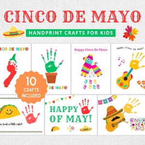 Manualidad con huellas de manos del Cinco de Mayo / Manualidad del Cinco de Mayo / Actividades del Cinco de Mayo / Cinco de Mayo para niños / Clase PreK del Cinco de Mayo imprimible