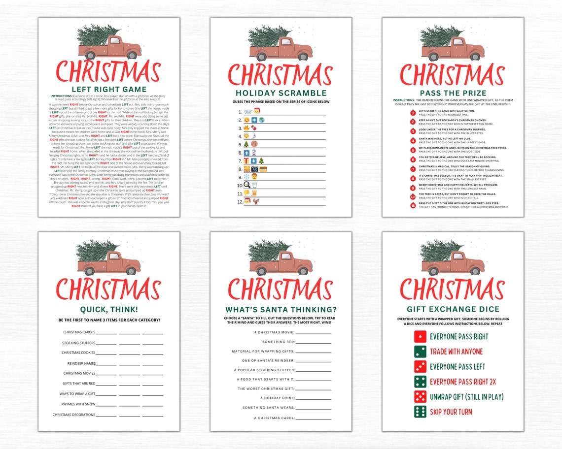 Christmas Games Bundle | 50 Party Games, Family Fun (instant Download ...