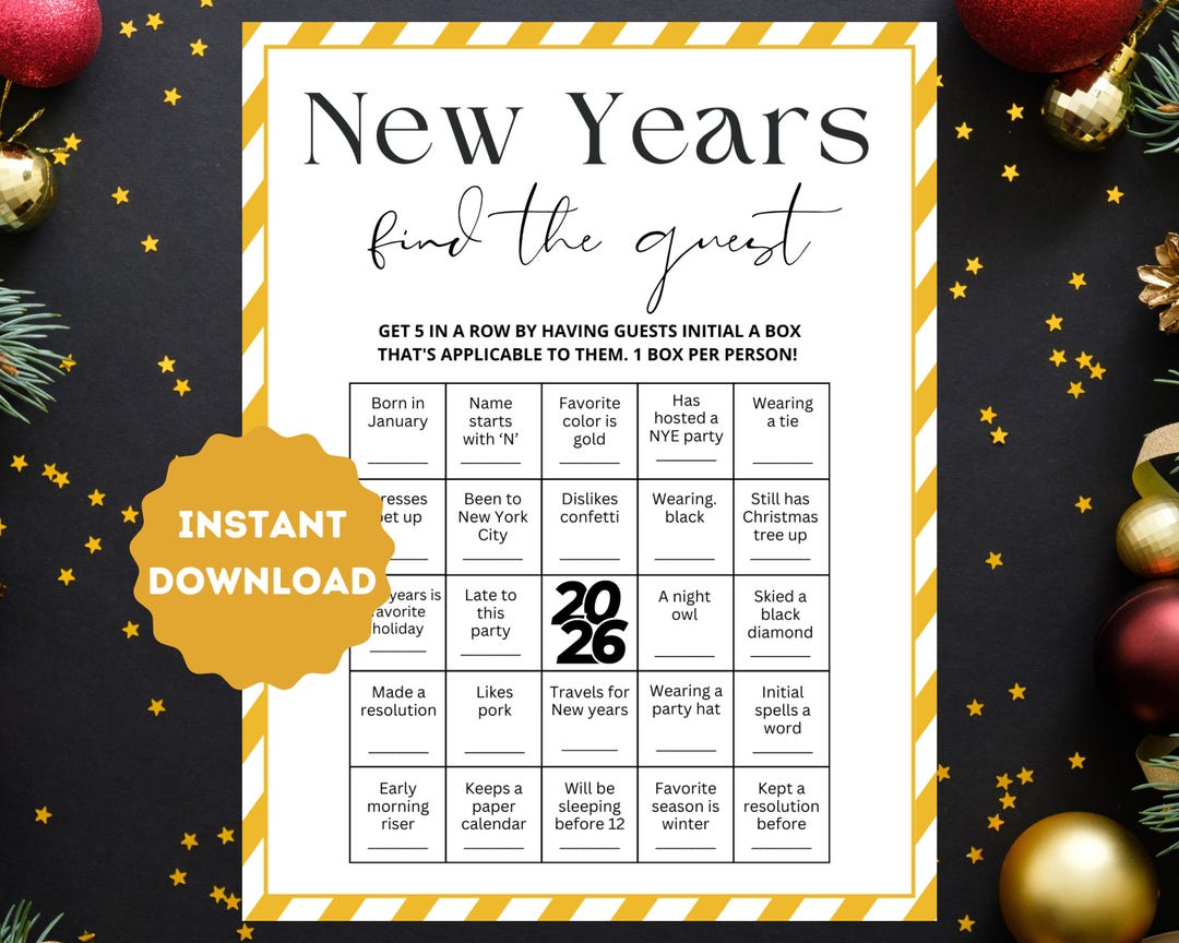 New Year's Eve Find the Guest Bingo Game (digital Download) - Etsy