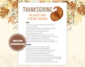 Funny Thanksgiving Game | Plate on Head Drawing (Printable)