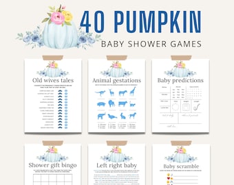 Blue Pumpkin Baby Shower Games Bundle: 40 Printable Games (Digital Download)