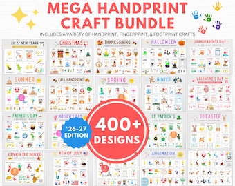 Paquete de manualidades con huellas de manos / Manualidades con huellas de manos / Manualidades para niños pequeños / Manualidades para preescolar / Manualidades de recuerdo / Manualidades navideñas con huellas de manos / Imprimibles