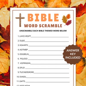 Fall Bible Word Scramble | Fall Bible Game | Bible Games | Autumn Bible Games | Christian Games | Fall Sunday School | Church Games