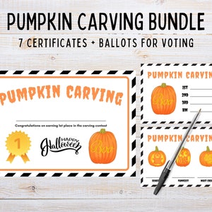 Pumpkin Carving Party | Pumpkin Carving Ballots | Pumpkin Carving Voting Cards | Pumpkin Carving Certificates | Pumpkin Carving Trophy
