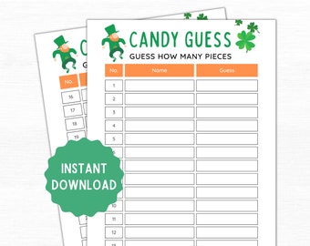 St. Patrick's Day Candy Guessing Game | Printable Party Activity (Digital Download)